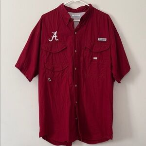 Columbia PFG Men's Red Short Sleeve Shirt Alabama Crimson Tide Size XL